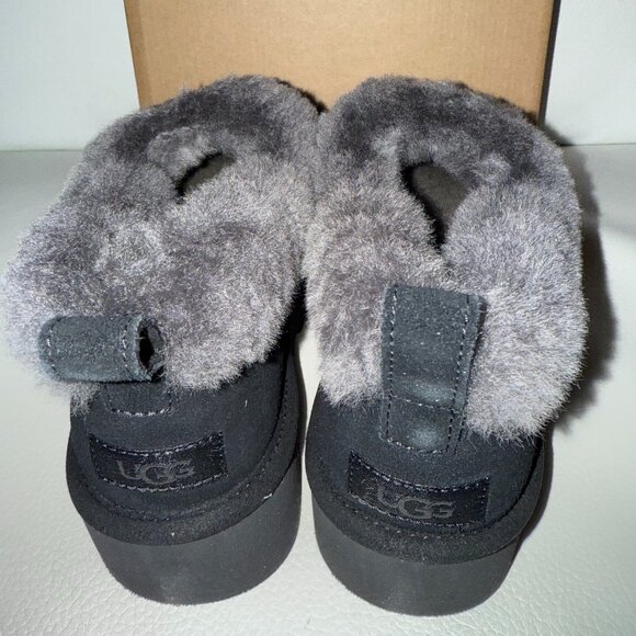 NIB UGGS AUSTRALIA UGG NITA PLATFROM SLIPPERS BLACK SIZE 7 USA - Picture 6 of 9